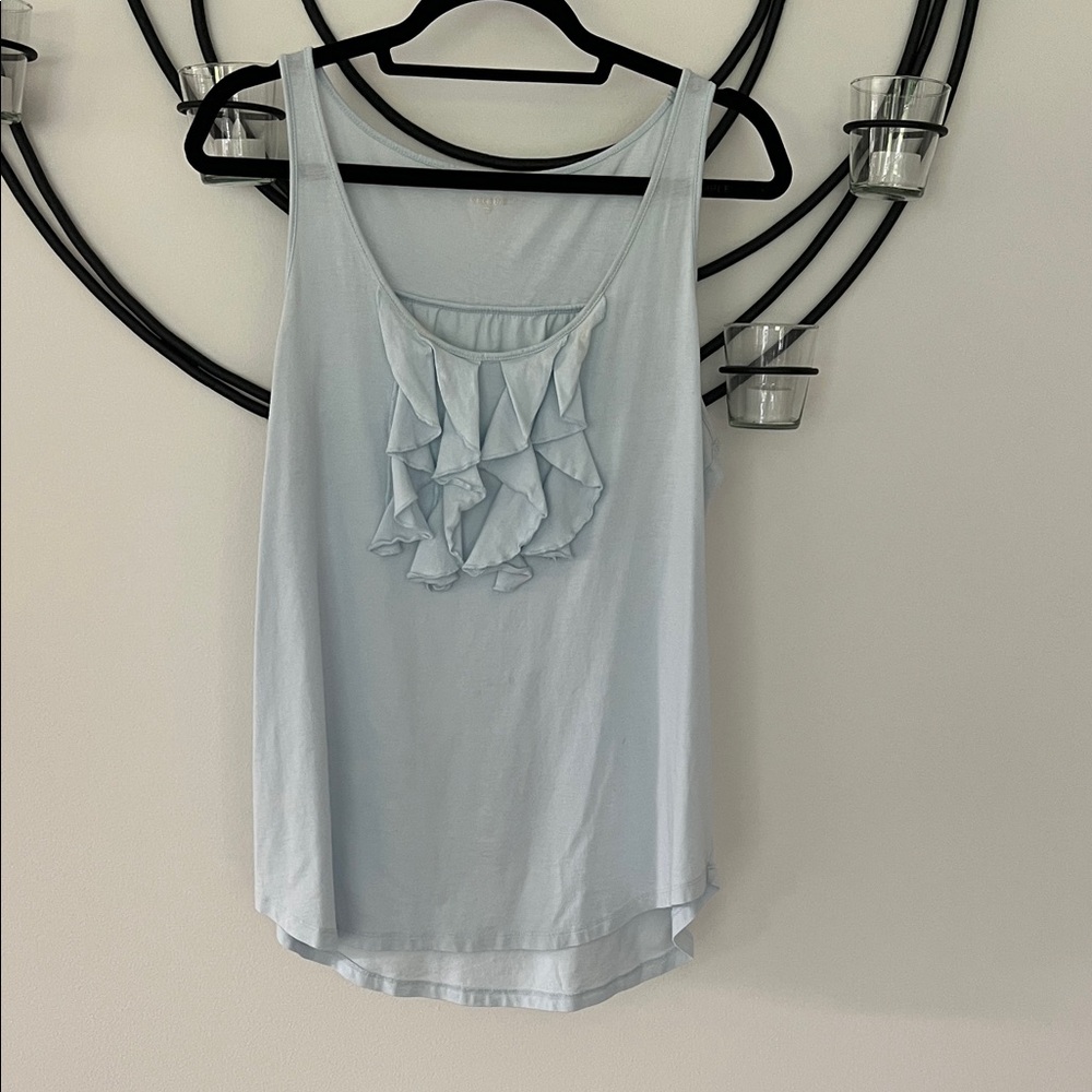 Garnet Hill Light Blue Ruffle Detail Tank Top